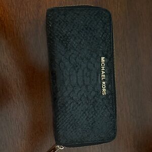 Michael Kors Black Textured Wallet with Gold Logo